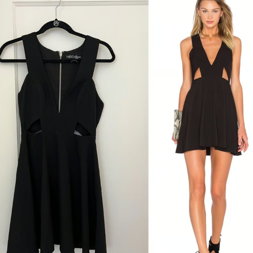 NBD x Naven Twins Revolve black cutout mini dress SMALL